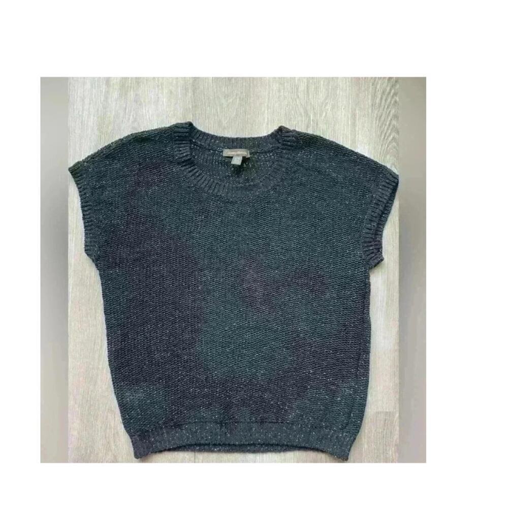 Tommy Bahama Sleeveless Sweater, Women's size Medium,Black w/ Silver,Lightweight